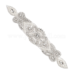 Rhinestone con patrón de flores, apliques de rhinestone de vidrio, para vestido de novia, faja, cinturón, cristal, 253x51x8mm