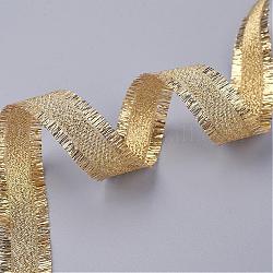 ポリエステルの擦り切れたグログランリボン  印刷  フリンジタッセル付き  ゴールド  5/8インチ（16mm）  約100ヤード/ロール（91.44メートル/ロール）