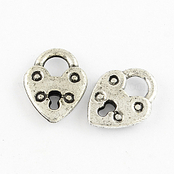 Antiguos colgantes de plata acrílica, corazón con pequeño ojo de la cerradura, 19.5x15x4mm, agujero: 6x5 mm, aproximamente 1100 unidades / 500 g