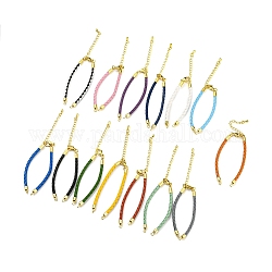 Кожаные браслеты с плетеным шнуром, подходит для соединительных шармов, с долговечным покрытием стойки, латунная застежка-карабин холодного тона и удлинитель цепи, разноцветные, 6x1/8 дюйм (15.2 см), отверстие : 2 мм
