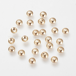 Brass Bead Caps, Nickel Free, Real 18K Gold Plated, 4x1mm, Hole: 1mm