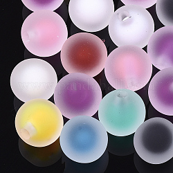 Transparente Acryl Perlen, Gummi-Stil, Perle in Perlen, Hälfte gebohrt Perlen, Runde, Mischfarbe, 15.5x15 mm, Halb Loch: 3.5 mm