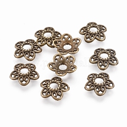 Tibetischen Stil Legierung Perlenkappen, Antik Bronze, Bleifrei und Cadmiumfrei und Nickel frei, 10.7x11x2.5 mm, Bohrung: 3 mm