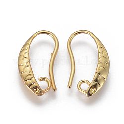 Ganci di orecchini in ottone, con anello orizzontale, lavorato, oro, 16x2mm, 20 gauge, ago :0.8mm, Foro: 1.6 mm