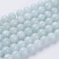 Chapelets de perles en jade jaune naturel, teinte, ronde, azur, 8mm, Trou: 1mm, Environ 50 pcs/chapelet, 15.75 pouce