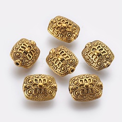 Tibetische Stil Perlen, Zink-Legierung Perlen, Antik Golden Farbe, Bleifrei und cadmium frei, Rechteck, Größe: ca. 11 mm breit, 13 mm lang, 6.5 mm dick, Bohrung: 1.5 mm