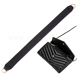 Bretelles de sac courtes en cuir, avec fermoir à anneau en D en alliage, noir, 18.6x1.25x0.35 cm