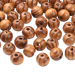 Perles de bois naturel non teintes, ronde, burlywood, sans plomb, 10mm, Trou: 3mm