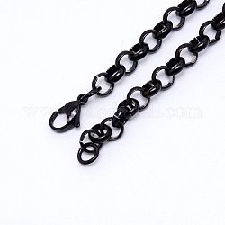 Stahl-Rolo-Kette für die Herstellung von Halsketten, mit Karabiner verschlüsse, Metallgrau, 6x2 mm, 19.9 Zoll (50.5 cm)