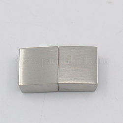 Matte 304 Stainless Steel Magnetic Clasps with Glue-in Ends, Rectangle, Stainless Steel Color, 22x12x5mm, Hole: 3x10mm