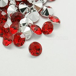 Имитация taiwan акриловый горный хрусталь указал назад кабошоны, граненые, алмаз, красные, 1.5x1.5 мм