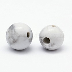 3-Hole Natural Howlite Round Beads, Buddha Beads, T-Drilled Beads, 8mm, Hole: 1~1.5mm