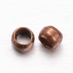 Rondelle bronce engarzado cuentas, cobre rojo, 2x1mm, agujero: 1 mm, aproximamente 10000 unidades / 100 g