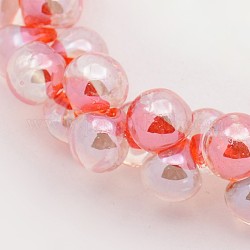 Pearlized Handmade Gold Sand Lampwork Teardrop Beads Strands, Red, 10x10mm, Hole: 2mm, about 100pcs/strand, 14.96 inch