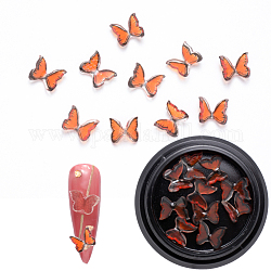 樹脂カボション  ネイルアートの装飾の付属品  3 Dの蝶  ダークオレンジ  6~7x7~8x3mm  10個/箱