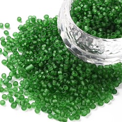 Runde Saatperlen, gefrosteten Farben, Runde, grün, Größe: ca. 2mm Durchmesser, Bohrung: 1 mm, ca. 6666 Stk. / 100 g