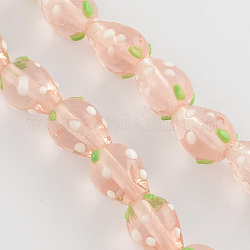 Perles vernissées de fraise 3D ;qnuelles, rose, 13~16x11mm, Trou: 2mm