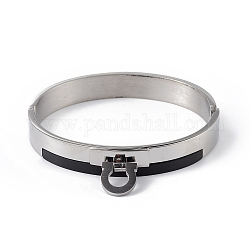 304 braccialetto incernierato con ciondoli rotondi in acciaio inossidabile per donna, colore acciaio inossidabile, diametro interno: 2-1/8x2-1/2 pollice (5.3x6.2 cm)