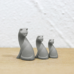 3 tailles d'ornements miniatures de chat en résine, pour bureau salon maison jardin décoration, grises , 14~23x9~14x5~9mm, 3 pièces / kit