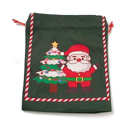 Рождественские прямоугольные тканевые сумки с джутовым шнуром, мешочки на шнурке, для упаковки подарков, Дед Мороз, 19x16x0.6 см
