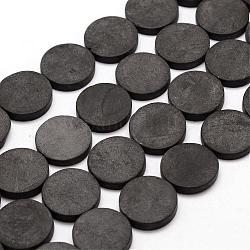 Natursteinperle schwarz Stränge, Flachrund, 20x3 mm, Bohrung: 1 mm, ca. 20 Stk. / Strang, 15.7 Zoll