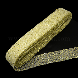 Nastro di maglia, corda di filo netto plastico, con cavo metallico oro, verga d'oro pallido, 7cm, 25iarde/balla