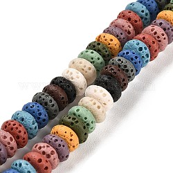 Brins de perles teintes en pierre de lave naturelle, rondelle, colorées, 6x3mm, Trou: 1.2mm, Environ 58 pcs/chapelet, 7.87 pouce (20 cm)