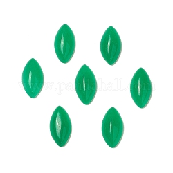 Cabuchones de jade natural de malasia, teñido, ojo de caballo de espalda plana, verde, 14x7x3.5~4mm