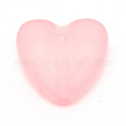Abalorios acrílicos opacos, esmerilado, corazón, rosa, 12x12.5x7mm, agujero: 1.6 mm