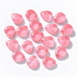 Backen gemalten Glasperlen, oben gebohrte Perlen, imitatorische Jade, Träne, neon rosa , 12.5x10.5x5.5 mm, Bohrung: 0.9 mm