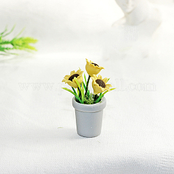 Künstliche Sonnenblumen-Pflanzgefäß-Ornamente aus Kunstharz, Miniatur-Bonsai, für Puppenhaus, Dekoration zu Hause, hellblau, 17x37.5 mm