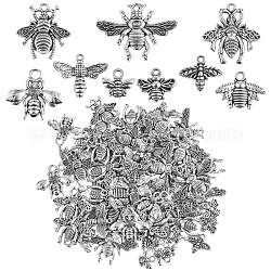 90 pièces abeille alliage pendentif à breloque mixte abeille breloque antique alliage insecte breloque pour la fabrication de bijoux artisanat, argent antique, 23x32mm