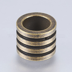 Perles en 304 acier inoxydable, Perles avec un grand trou   , colonne avec rainure, bronze antique, 10x10x8mm, Trou: 6.5mm