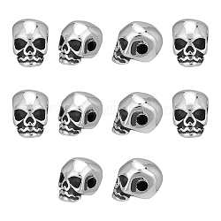Unicraftale 10Pcs 304 Stainless Steel Beads, Skull, Antique Silver, 11x8x10mm, Hole: 2.5mm