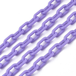 Chaînes de câble en acrylique opaque, ovale, support violet, 13x8x2mm, 19.68 pouce (50 cm)/fil