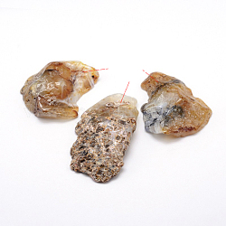 Colgantes de piedras preciosas naturales, pepitas, 40~60x23~40x6~13mm, agujero: 2 mm