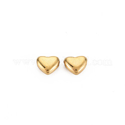 Placcatura ionica (ip) 304 perline in acciaio inossidabile, cuore, vero placcato oro 14k, 6x6.5x3mm, Foro: 0.8 mm