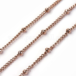 Vacuum Plating 304 Stainless Steel Satellite Chains, Curb Chains, Soldered, with Spool, Rose Gold, 19x3x2mm, about 32.8 Feet(10m)/roll