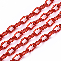 Handgefertigte transparente abs kunststoff kabelketten, Oval, rot, 19.29 Zoll ~ 19.68 Zoll (49~50 cm), Link: 13x7.5x1.5 mm