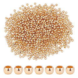 Pandahall Elite Rack 1000 Stück Messingperlen, langlebig plattiert, Runde, golden, 2 mm