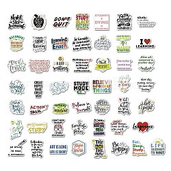 50Pcs Cartoon Study English Word Paper Sticker Label Set, Adhesive Label Stickers, for Suitcase & Skateboard & Refigerator Decor, Mixed Color, 32~73x43~x0.2mm