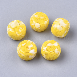 Perles en résine, imitation de copeaux de pierres précieuses, rondelle, jaune, 23x14mm, Trou: 2.5mm