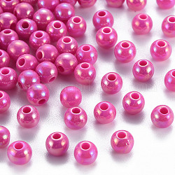 Perles acryliques opaques, de couleur plaquée ab , ronde, camélia, 6x5mm, Trou: 1.8mm, environ 4400 pcs/500 g