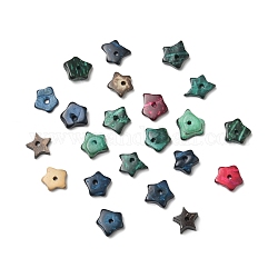 Perline di stelle di cocco naturali tinte, colore misto, 9.5~11.5x9.5~10.5x2.5~4.5mm, Foro: 1.5 mm