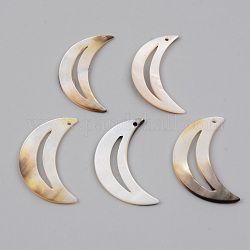 Natürliche schwarze Lippe Shell Anhänger, Mond, 29x15~17x1.5~2 mm, Bohrung: 1.4 mm