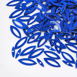 Accessori dell'ornamento, maglie paillette / paillettes in plastica pvc, occhio di cavallo, blu, 9~10x3.5~4x0.4mm, Foro: 4x1.5 mm, circa 3000pcs/50g