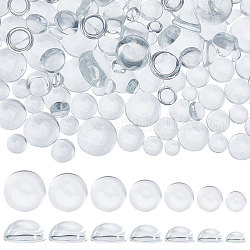 PH Pandahall 150 Stück transparente Glas-Cabochons, 7 Größen, Glaskuppel-Cabochons, klare Glaskiesel, nicht kalibriert, rund, für Halsketten, Armbänder, Schmuck, Cameo-Anhänger, Lesezeichen, 8/10/12/14/16/18/20 mm
