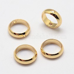 Ring Grade AAA Brass Bead Frames, Cadmium Free & Nickel Free & Lead Free, Real 18K Gold Plated, 2.5x6mm, Hole: 0.5mm