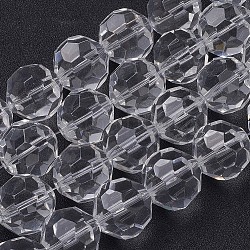 Glass Beads Strands, Faceted, Round, Clear, 20mm, Hole: 2mm, 18pcs/strand, 14 inch