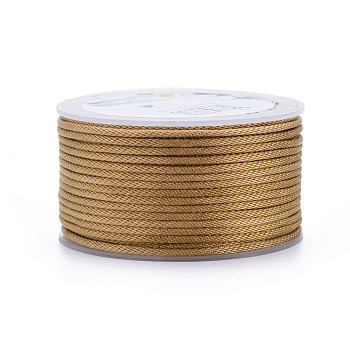 Cordons tressés en polyester, pour la fabrication de bijoux, tan, 2mm, environ 21.87 yards (20 m)/rouleau
